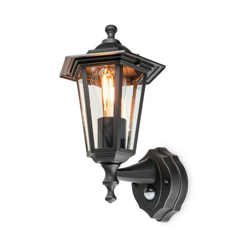 HOFTRONIC™ Huron Buitenlamp klassiek mat zwart met bewegingsmelder IP44 waterdicht en 3 jaar garantie