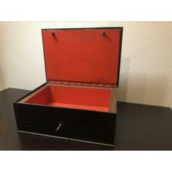 Geldkist 13kg zwaar dubbelwandig vintage zwart