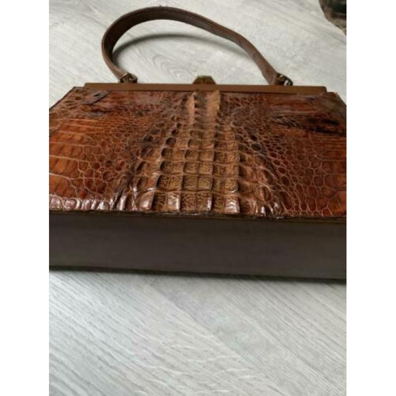 Crocodillen leren handtas vintage