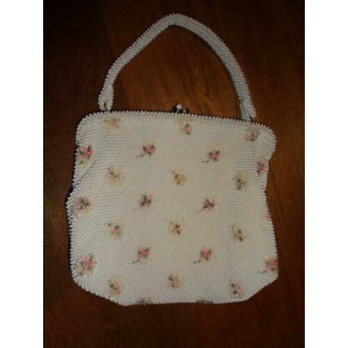 Vintage kralen tasje groot met knip