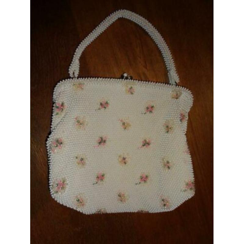 Vintage kralen tasje groot met knip
