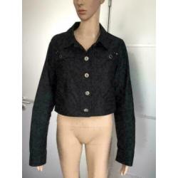 C970 Miss Etam maat 42=L zwart kort jasje vest blazer