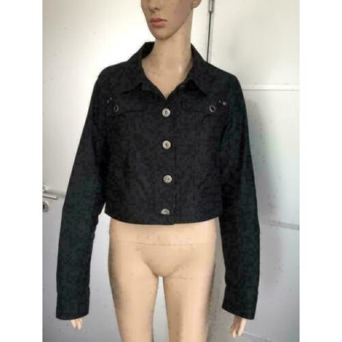 C970 Miss Etam maat 42=L zwart kort jasje vest blazer
