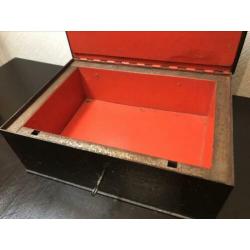Geldkist 13kg zwaar dubbelwandig vintage zwart