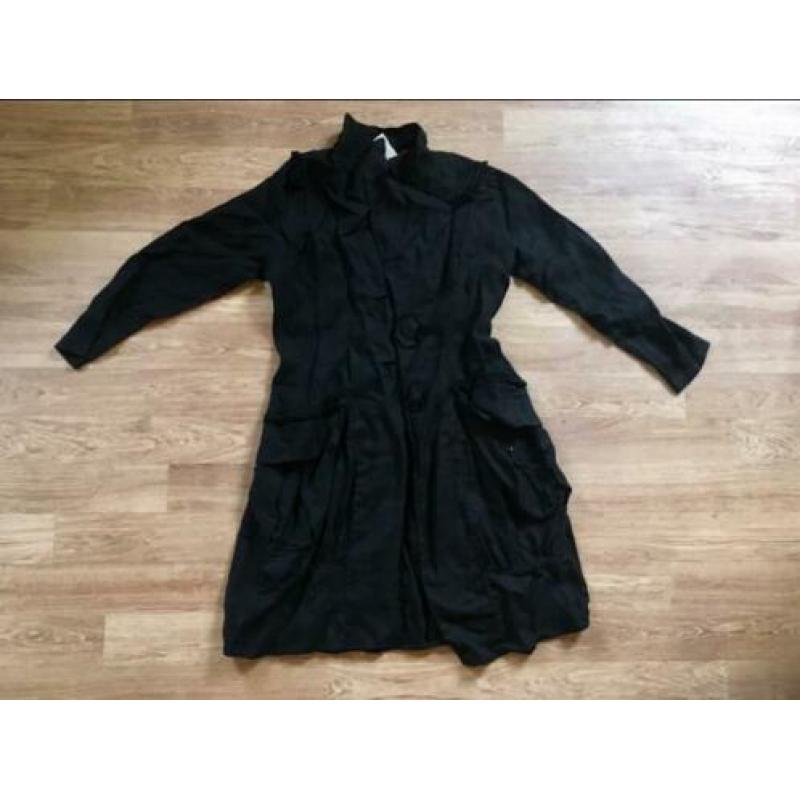 Nieuw zwart linnen Zele jasje vest maat L met leuke details