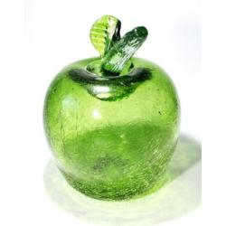 Schitterende Vintage Handgeblazen Groene Glas Appel
