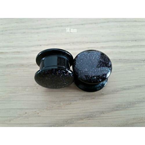Nieuwe pluggen. Acryl. Glitters. Zwart: 5, 6, 10, 12, 14 mm.