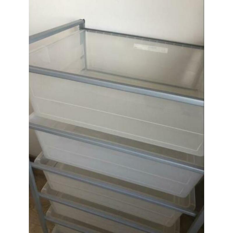 IKEA Lade kast met 6 plastic bakken