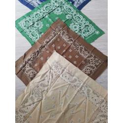 Mooie bandana's blauw, groen, bruin en kaki
