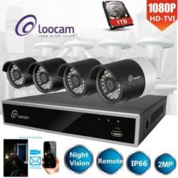 Loocam 4 FULL Hd Camera Bewaking set 2mp 1RB HDD Live.NIEUW