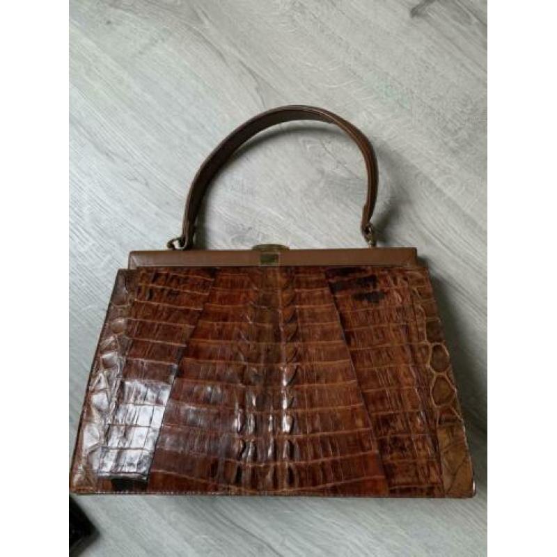 Crocodillen leren handtas vintage