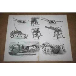 6 antieke prenten - Landbouw (werktuigen e.d.) - Ca 1875 !!