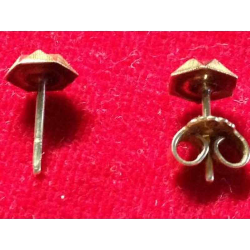 Gouden oorstekers ( 14 Krt ) Mooi bewerkt .
