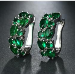 925 Sterling Zilveren Oorbellen met Groene Edelstenen Nieuw