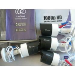 Loocam 4 FULL Hd Camera Bewaking set 2mp 1RB HDD Live.NIEUW