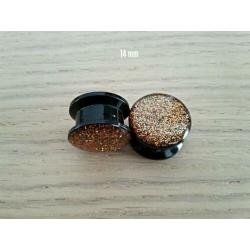 Nieuwe pluggen. Acryl. Glitters. Zwart: 5, 6, 10, 12, 14 mm.