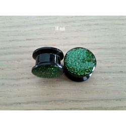 Nieuwe pluggen. Acryl. Glitters. Zwart: 5, 6, 10, 12, 14 mm.