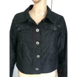 C970 Miss Etam maat 42=L zwart kort jasje vest blazer