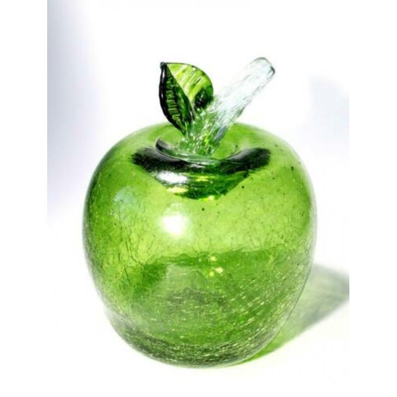 Schitterende Vintage Handgeblazen Groene Glas Appel