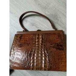 Crocodillen leren handtas vintage