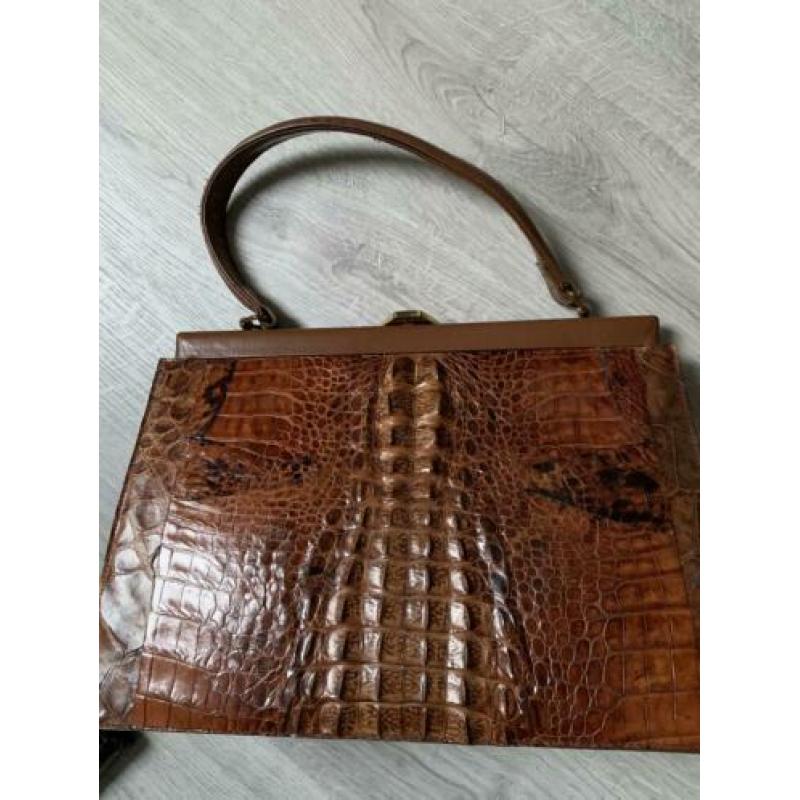 Crocodillen leren handtas vintage