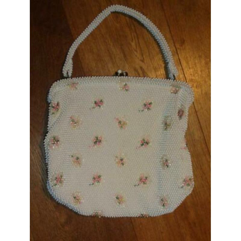 Vintage kralen tasje groot met knip