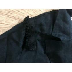Nieuw zwart linnen Zele jasje vest maat L met leuke details