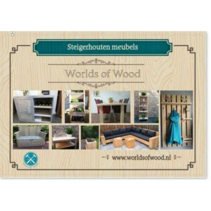 Nieuwe steigerhouten hondenmand
