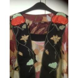 Vintage / Kleurige blouse met vlindermouwen / maat: XL