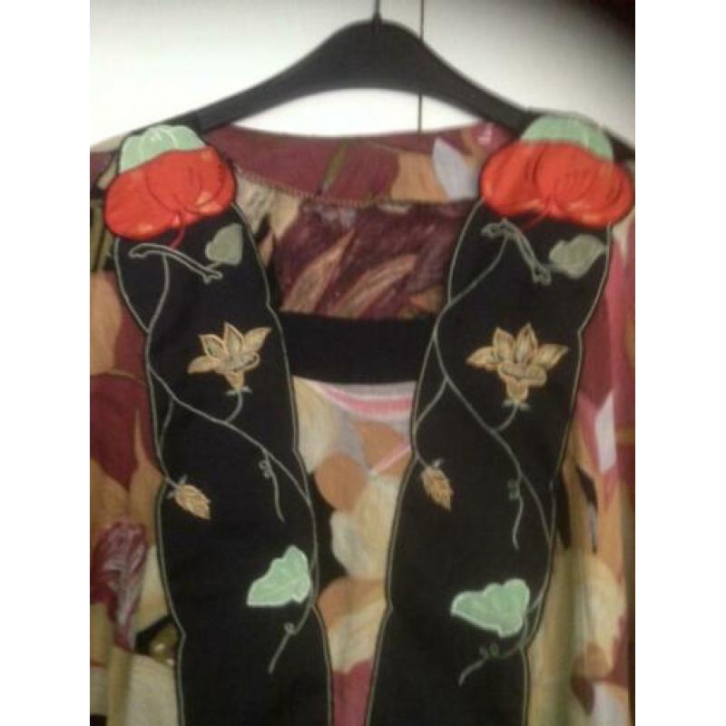 Vintage / Kleurige blouse met vlindermouwen / maat: XL