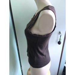Mark and spencer hemd top S 36 38 40 M bruin kant lace