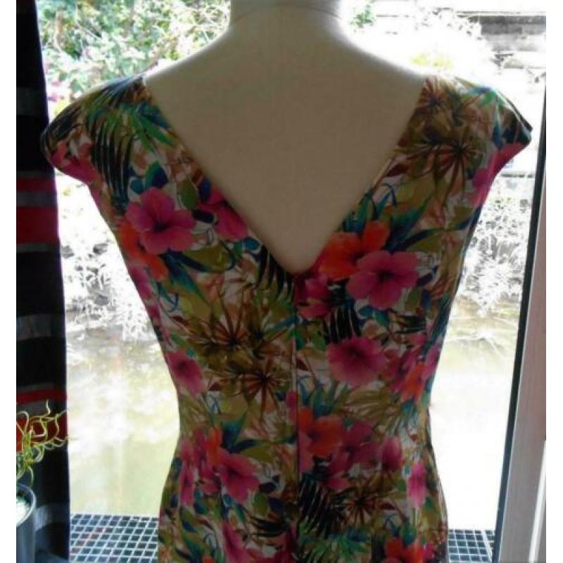Zara pencil design mooie flower jurk rockabilly vintage mt L