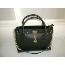 Zwarte Genuine leren hand/schouder tas van Borsse en Pelle