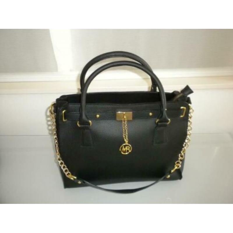 Zwarte Genuine leren hand/schouder tas van Borsse en Pelle