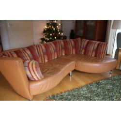Aparte leren bank Hurricane sp terra met stoffen kussens
