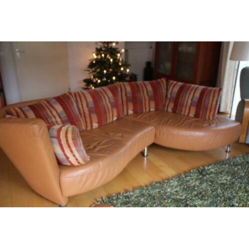 Aparte leren bank Hurricane sp terra met stoffen kussens