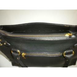 Zwarte Genuine leren hand/schouder tas van Borsse en Pelle
