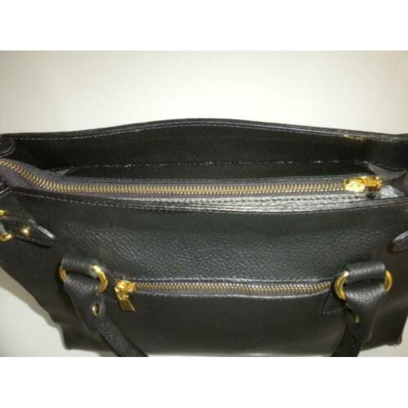 Zwarte Genuine leren hand/schouder tas van Borsse en Pelle