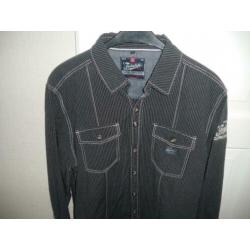 super mooi sportief zwart heren overhemd merk twinlife large
