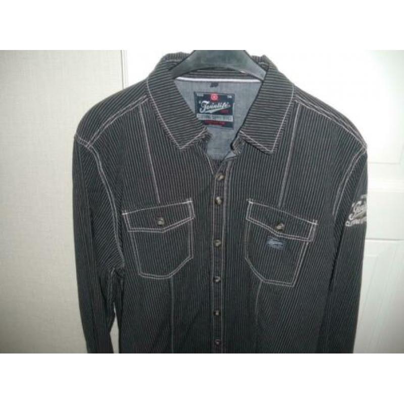 super mooi sportief zwart heren overhemd merk twinlife large