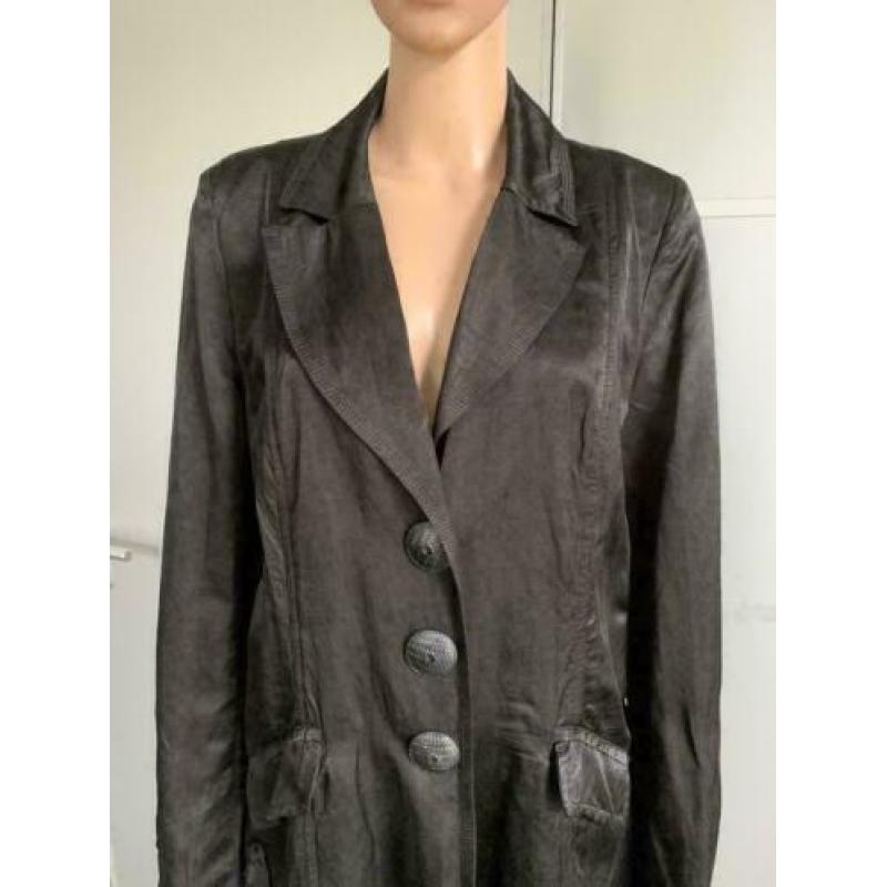 D855 AIRFIELD maat 44=L jas tussenjas trenchcoat zwart