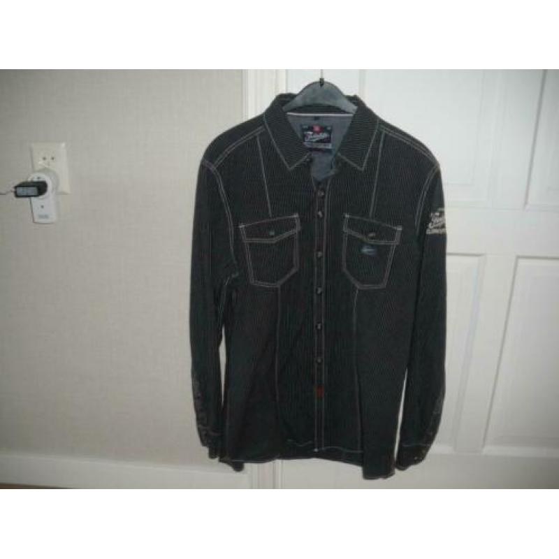 super mooi sportief zwart heren overhemd merk twinlife large