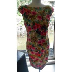 Zara pencil design mooie flower jurk rockabilly vintage mt L
