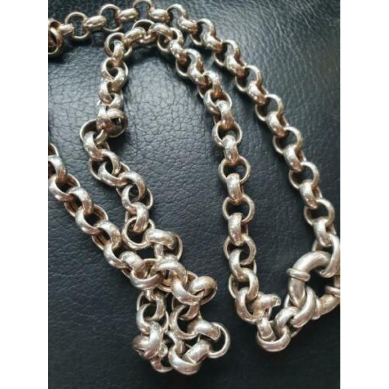 Super mooie zilveren jasseron ketting! 50 cm.