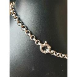 Super mooie zilveren jasseron ketting! 50 cm.