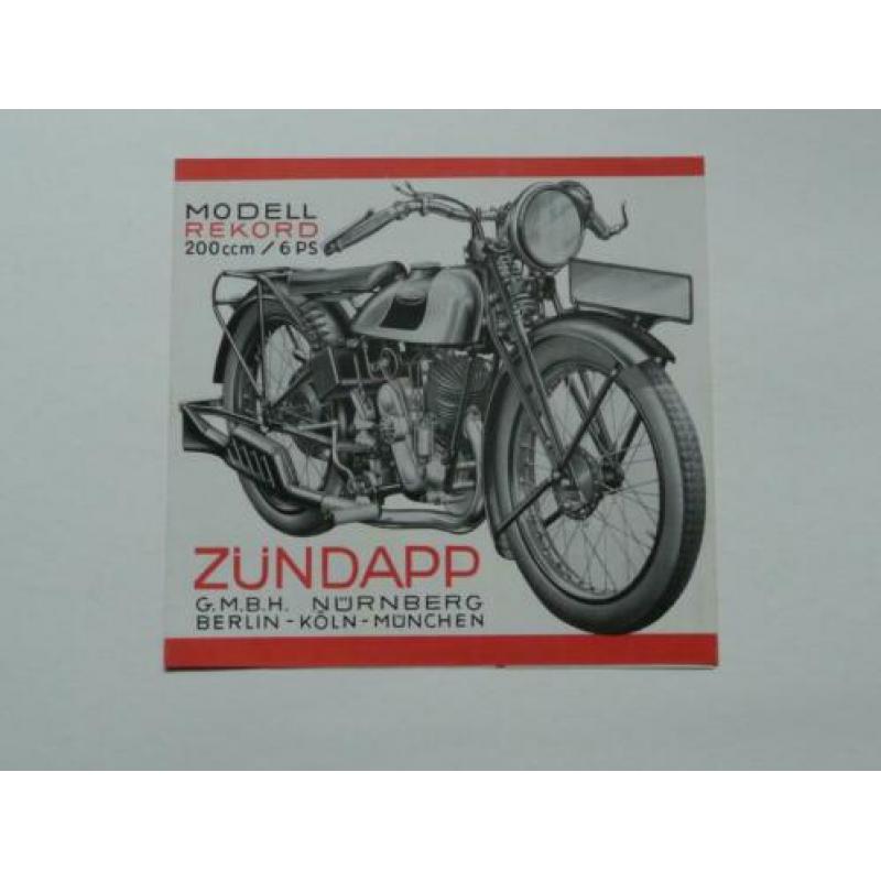 Zündapp Folder uit 1932 met Record 200 ccm./6-PS (4-zijdig)