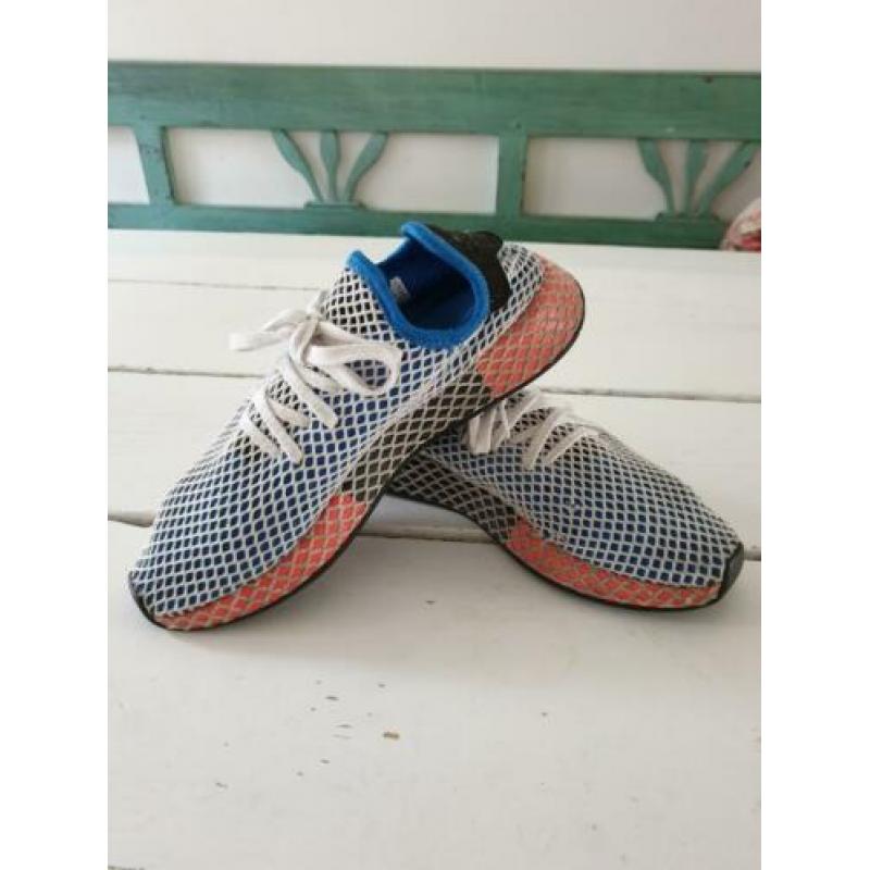 Adidas heren sneakers Deerupt mt 43 1/3 wit blauw oranje