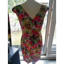 Zara pencil design mooie flower jurk rockabilly vintage mt L