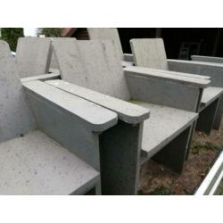 6 loungestoelen. Hout.
