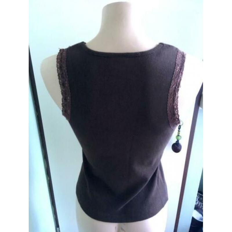 Mark and spencer hemd top S 36 38 40 M bruin kant lace
